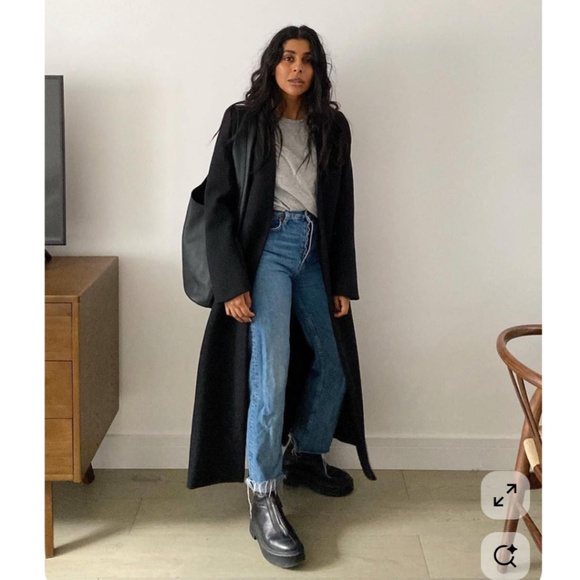 Vintage 1980s Long Line Black Barn Jacket with Brown Cord Collar - Picture 6 of 6